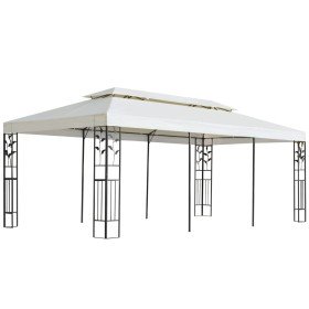Cenador con doble techo acero blanco 6x3 m
