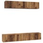 Conjunto de mueble de TV 5 pcs Madera vieja 100 x 30 x 30 cm