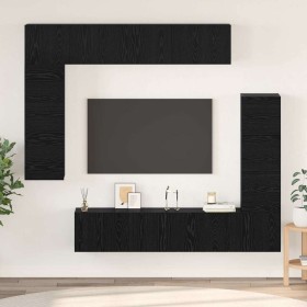 Conjunto de mueble de TV 8 pcs Roble negro 80 x 30 x 30 cm