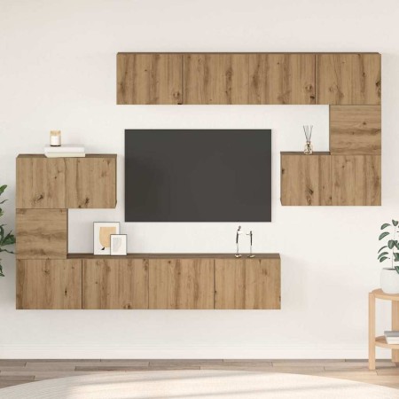 Conjunto de mueble de TV 8 pcs Roble artisan 80 x 30 x 30 cm
