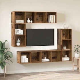 Conjunto de mueble de TV 4 pcs Madera vieja 37 x 37 x 142.5 cm