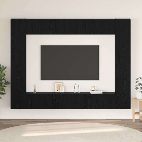 Conjunto de mueble de TV Montaje en la pared 10 pcs Roble negro