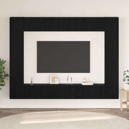 Conjunto de mueble de TV Montaje en la pared 10 pcs Roble negro