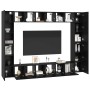 Conjunto de mueble de TV Montaje en la pared 10 pcs Roble negro