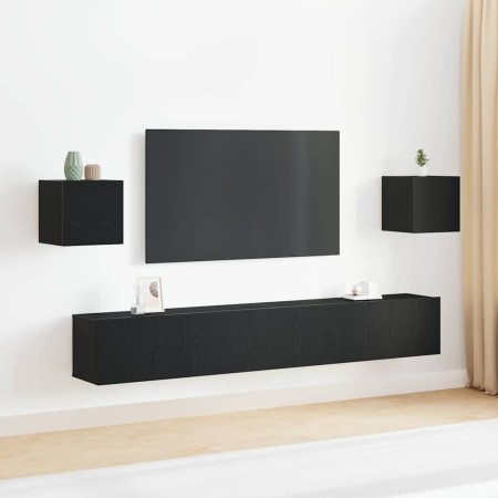 Conjunto de 6 muebles para TV - Colgado en la pared, madera de