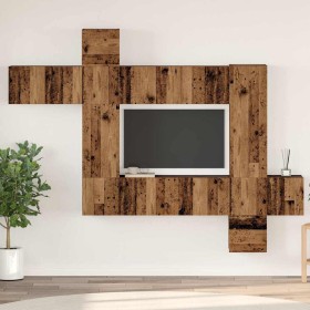 Conjunto de mueble de TV 10 pcs Madera vieja 30.5 x 30 x 90 cm