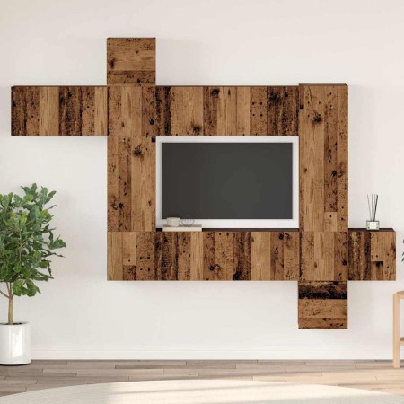 Conjunto de mueble de TV 10 pcs Madera vieja 30.5 x 30 x 90 cm