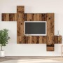 Conjunto de mueble de TV 10 pcs Madera vieja 30.5 x 30 x 90 cm