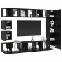 Conjunto de mueble de TV Montaje en la pared 10 pcs Roble negro