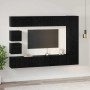 Conjunto de mueble de TV Montaje en la pared 10 pcs Roble negro