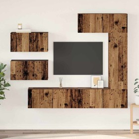 Conjunto de mueble de TV 6 pcs Madera vieja 30.5 x 30 x 90 cm