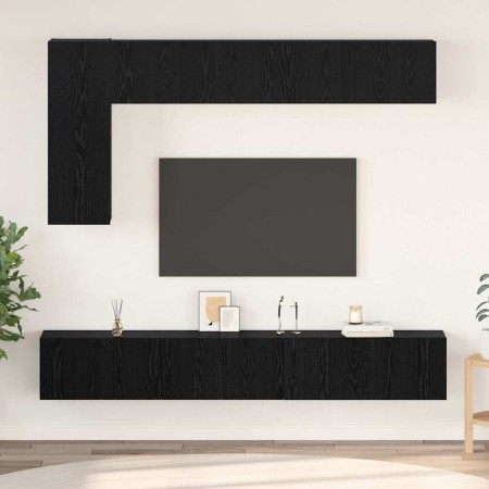 Conjunto de mueble de TV 6 pcs Roble negro 30.5 x 30 x 90 cm