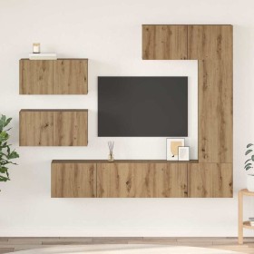 Conjunto de mueble de TV 6 pcs Roble artisan 30.5 x 30 x 90 cm