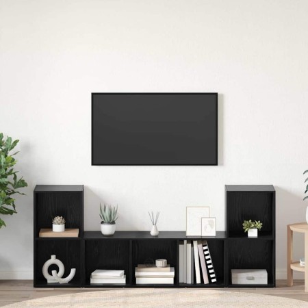 Gabinete de TV 3 pcs Negro 107 x 35 x 37 cm