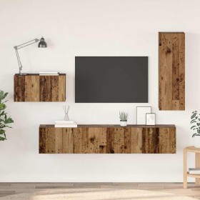 Conjunto de mueble de TV 4 pcs Madera vieja 30.5 x 30 x 90 cm
