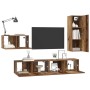 Conjunto de mueble de TV 4 pcs Madera vieja 30.5 x 30 x 90 cm