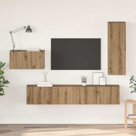 Conjunto de mueble de TV 4 pcs Roble artisan 30.5 x 30 x 90 cm