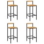 Taburetes altos 4 uds madera de acacia y ratán sintético negro