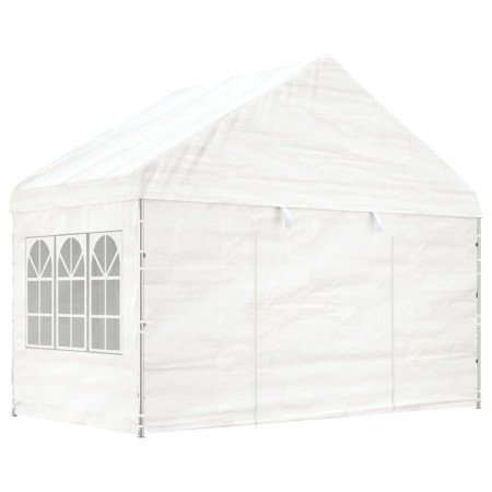 Cenador con techo polietileno blanco 4,08x2,23x3,22 m en Carpas y cenadores | Comprar online en Foro24