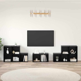 Juego de muebles de TV 8 pcs Roble Negro 37 x 35 x 72 cm