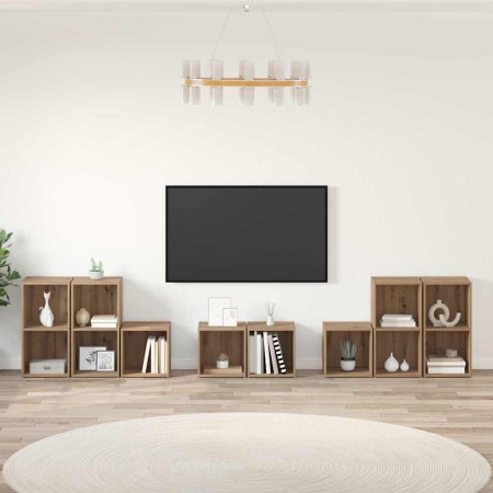 Juego de muebles de TV 8 pcs Roble artesanal 37 x 35 x 72 cm