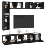 Conjunto de mueble de TV Montaje en la pared 8 pcs Roble negro
