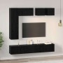 Conjunto de mueble de TV Montaje en la pared 8 pcs Roble negro