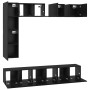 Conjunto de mueble de TV Montaje en la pared 8 pcs Roble negro