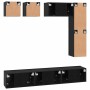 Conjunto de mueble de TV Montaje en la pared 8 pcs Roble negro