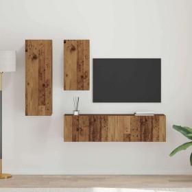 Conjunto de mueble de TV 4 pcs Madera vieja 30.5 x 30 x 90 cm
