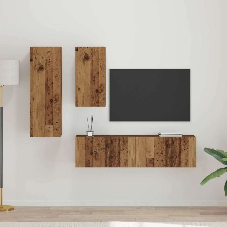 Conjunto de mueble de TV 4 pcs Madera vieja 30.5 x 30 x 90 cm