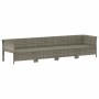 Set de muebles de jardín 4 pzas y cojines ratán sintético gris