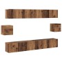 Conjunto de Mueble de TV de 6 Piezas Madera Vieja Hecha