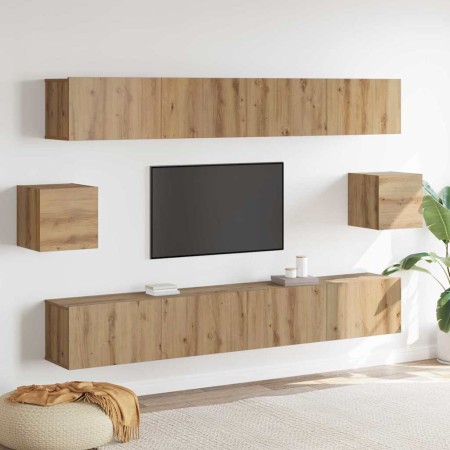 Juego de Cabinet de TV de 6 piezas Roble Artesanal Madera