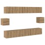 Juego de Cabinet de TV de 6 piezas Roble Artesanal Madera