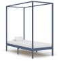 Cama con dosel sin colchón madera maciza gris 90x200 cm