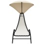 Tumbona con toldo acero y tela color crema 167x80x195 cm