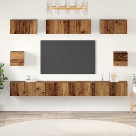 Juego de muebles de TV 8 pcs Madera vieja Madera contrachapada