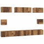 Juego de muebles de TV 8 pcs Madera vieja Madera contrachapada