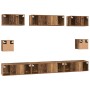 Juego de muebles de TV 8 pcs Madera vieja Madera contrachapada