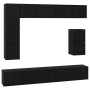 Conjunto de mueble de TV 8 pcs Roble Negro Madera contrachapada