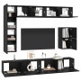 Conjunto de mueble de TV 8 pcs Roble Negro Madera contrachapada