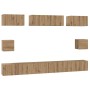 Juego de muebles de TV 8 pcs Roble artisan Madera contrachapada
