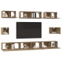 Juego de muebles de TV 8 pcs Roble artisan Madera contrachapada