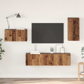 Conjunto de mueble de TV 4 pcs Madera vieja 30.5 x 30 x 60 cm