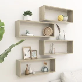 Würfelwandregal 4 Stück Sonoma-Eichensperrholz 60x15x23 cm von vidaXL, Regale und Regale - Ref: Foro24-807143, Preis: 50,42 €...