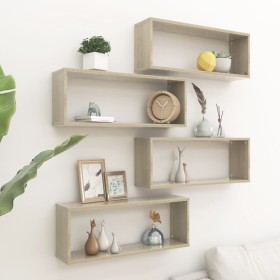 Würfelwandregal 4 Stück Sonoma-Eichensperrholz 60x15x23 cm von vidaXL, Regale und Regale - Ref: Foro24-807143, Preis: 51,41 €...