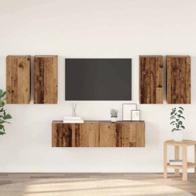 Conjunto de mueble de TV 6 pcs Madera vieja 60 x 30 x 30 cm