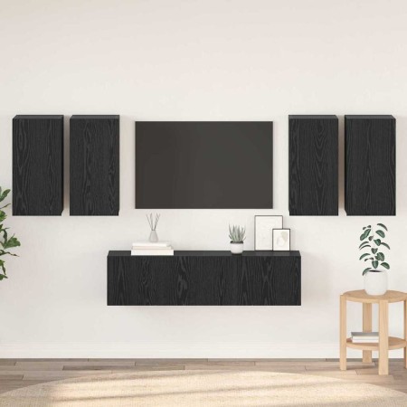 Conjunto de mueble de TV 6 pcs Roble negro 60 x 30 x 30 cm