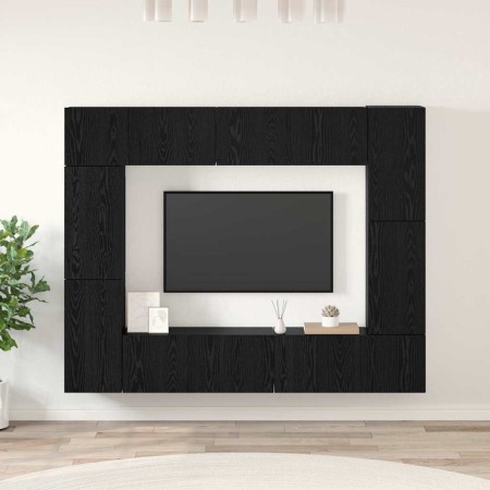 Conjunto de mueble de TV 8 pcs Roble negro 80 x 30 x 30 cm